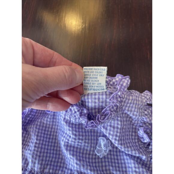 Vintage Little Lindsay Purple White Gingham Dress Butterflies Size 0/6 Months - Picture 5 of 7